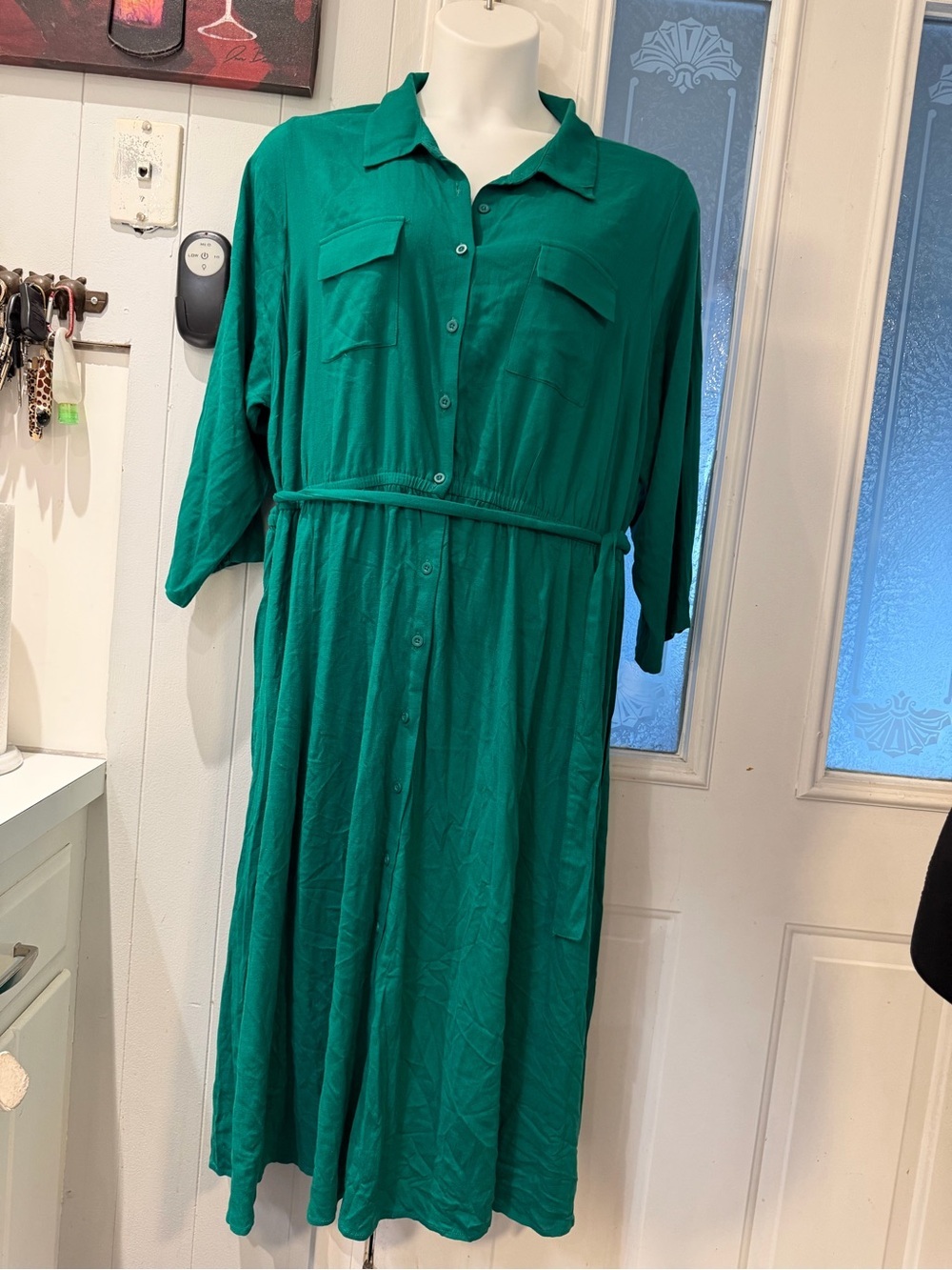 torrid Emerald Green Button-Front Midi Shirt Dress